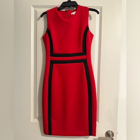 Calvin Klein Collection Red and Black Midi Dress - Picture 1 of 2